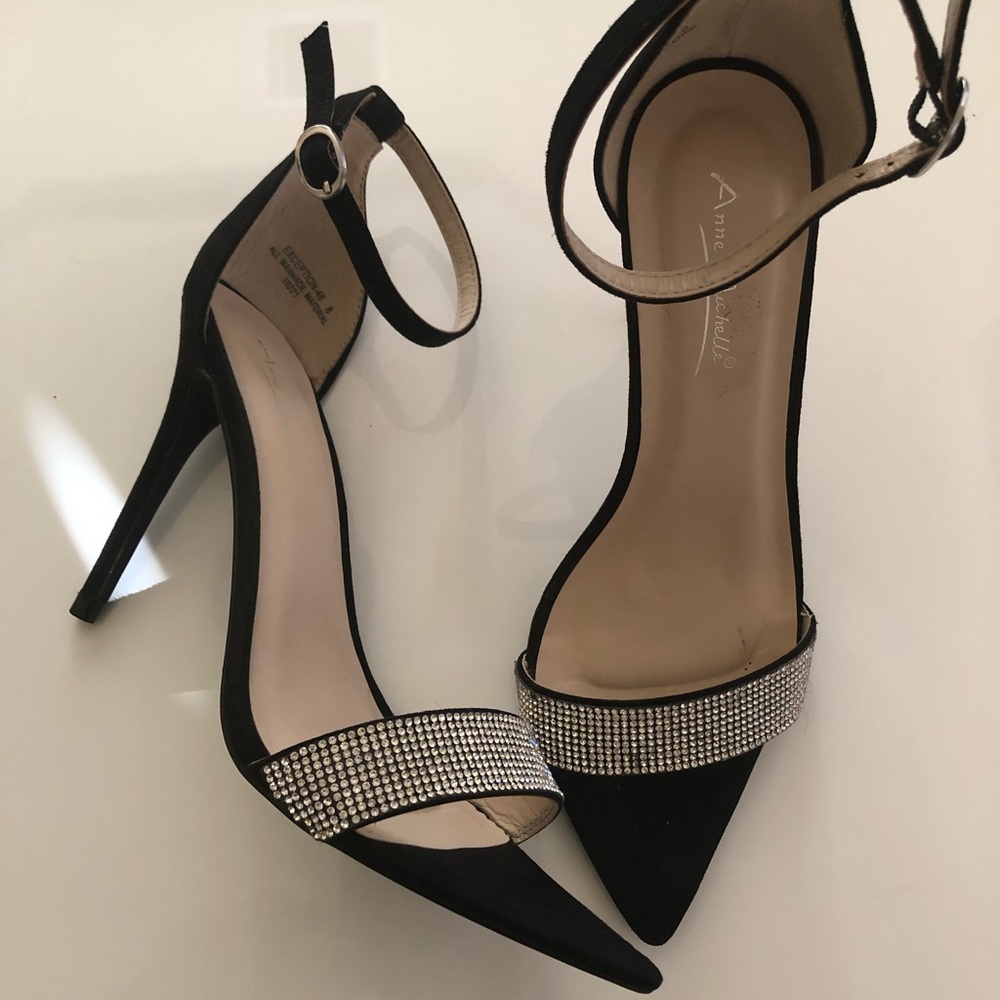 Price ✂️ Anne Michelle Rhinestone ankle strap heels